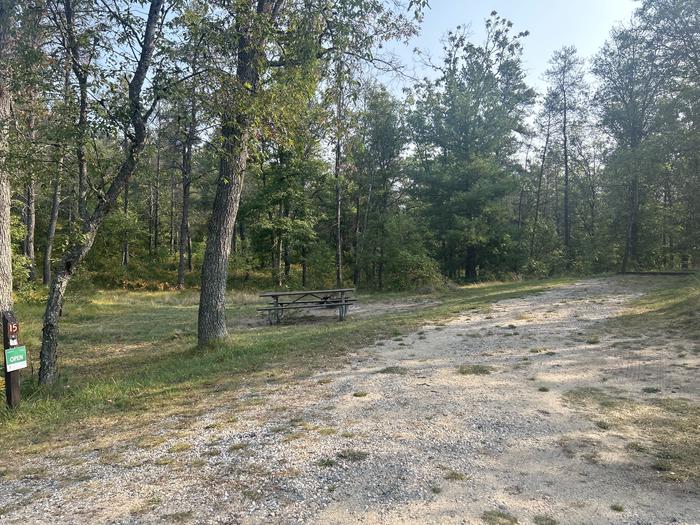 A photo of Site 15 of Loop Lower at Kneff Lake Campground with Picnic Table, Fire Pit