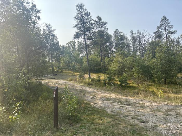 A photo of Site 16 of Loop Lower at Kneff Lake Campground with Picnic Table, Fire Pit