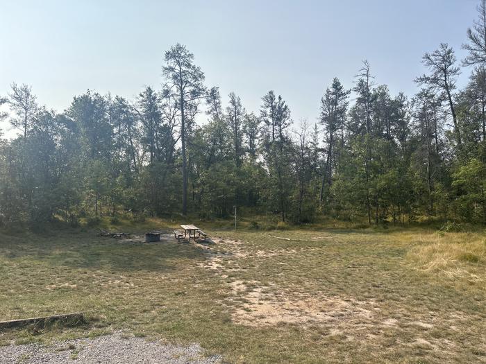 A photo of Site 17 of Loop Lower at Kneff Lake Campground with Picnic Table, Fire Pit, Lantern Pole