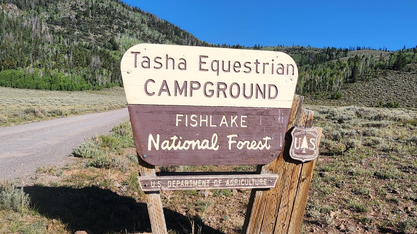 Tasha Equestrian CampgroundU.S. Forest Service sign located before the entrance to Tasha.