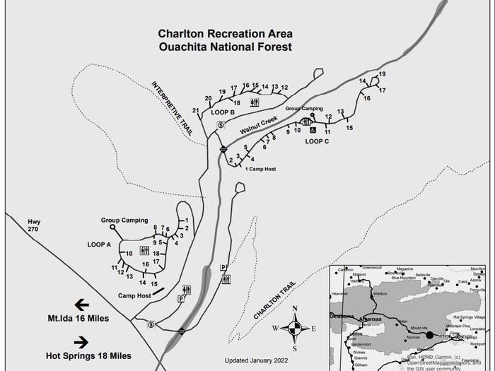 Charlton Campground Map - Ouachita National ForestDetail map of the Charlton Campground