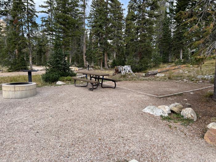 A photo of Site 001 of Loop A at MIRROR LAKE with Picnic Table, Fire Pit, Tent Pad