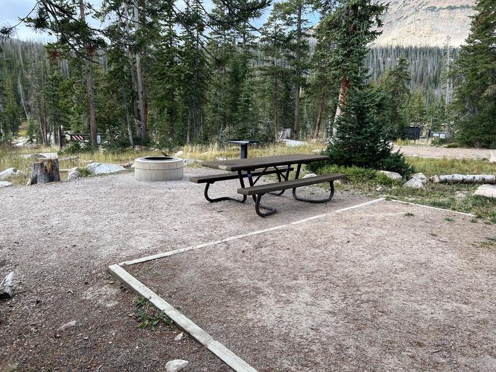 A photo of Site 001 of Loop A at MIRROR LAKE with Picnic Table, Fire Pit, Tent Pad