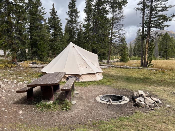 A photo of Site 003 of Loop LOST at LOST CREEK CAMPGROUND with Picnic Table, Fire Pit, Lean To / Shelter