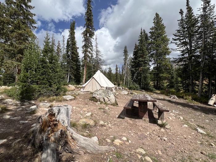 A photo of Site 007 of Loop LOST at LOST CREEK CAMPGROUND with Picnic Table, Lean To / Shelter