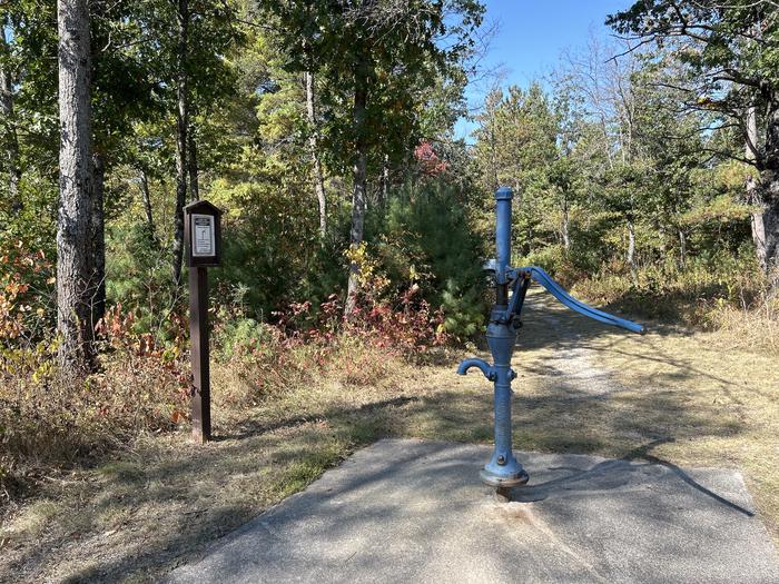 A photo of hand pump water Au Sable Loop Campground