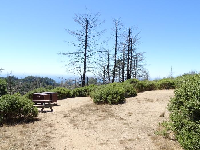 Campsite with picnic table and food storage locker.Sky 2 GROUP