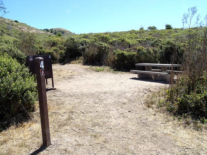 Campsite with picnic table and food storage locker.Coast 4