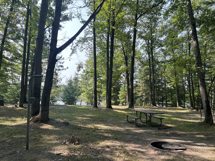 A photo of Site 2 of Loop Island Lake at Island lake (MI) with Picnic Table, Fire Pit, Lantern Pole