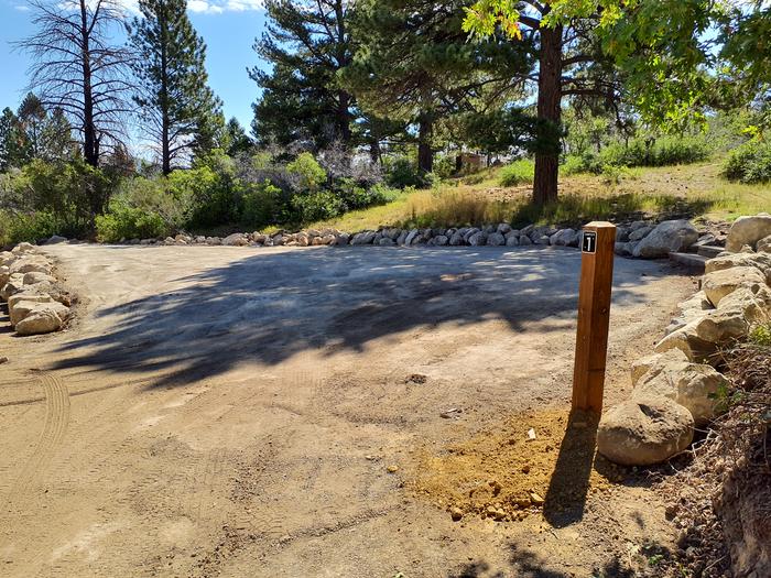 Gravel parking area and site postPrice Canyon campsite 1 parking area