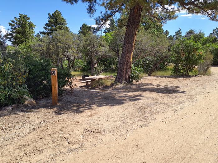 Shoulder parking and campsite in the backgroundPrice Canyon campsite 5 and shoulder parking area