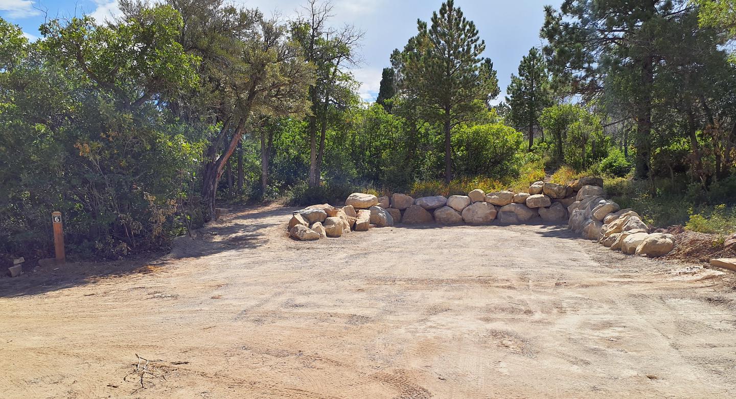 Retaining wall around parking areaPrice Canyon campsite 6 parking area