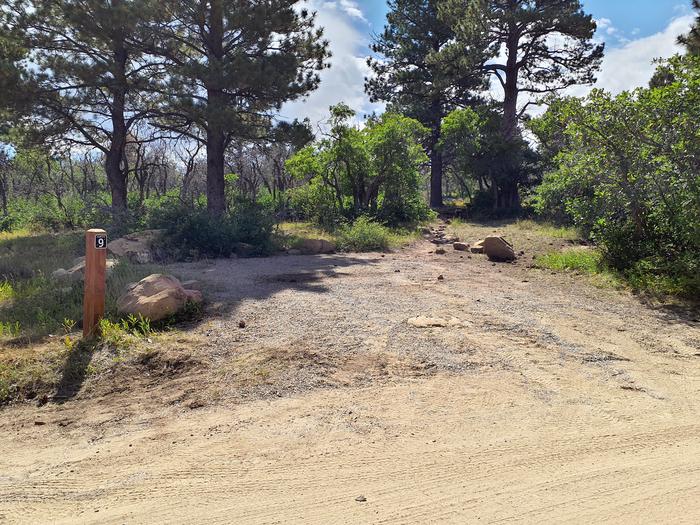 Gravel parking area for campsitePrice Canyon campsite 9 parking area