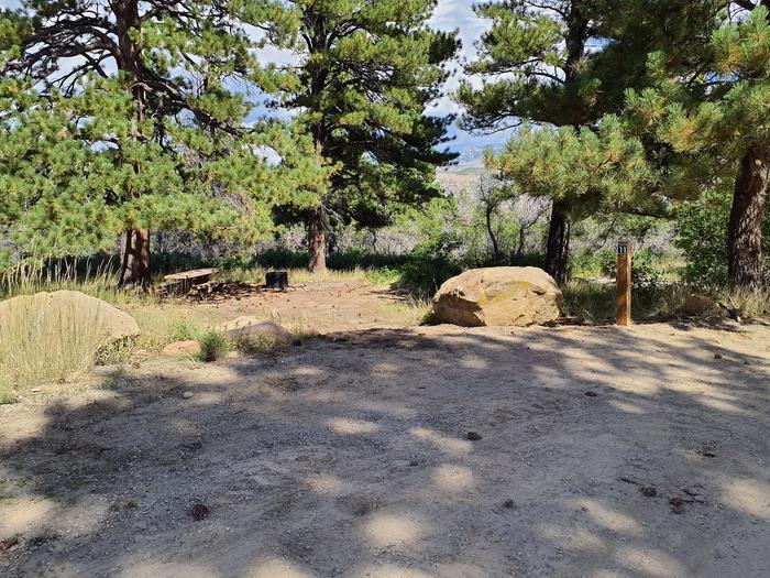 Parking area and picnic table and fire ring for campsitePrice Canyon campsite 11 parking area