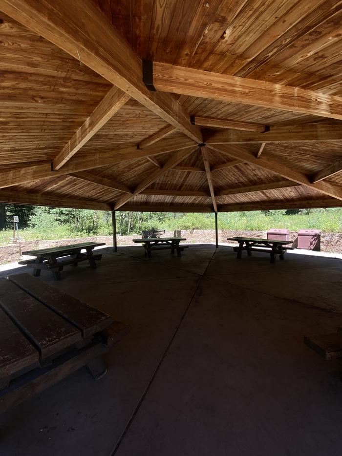 Tables under pavilion