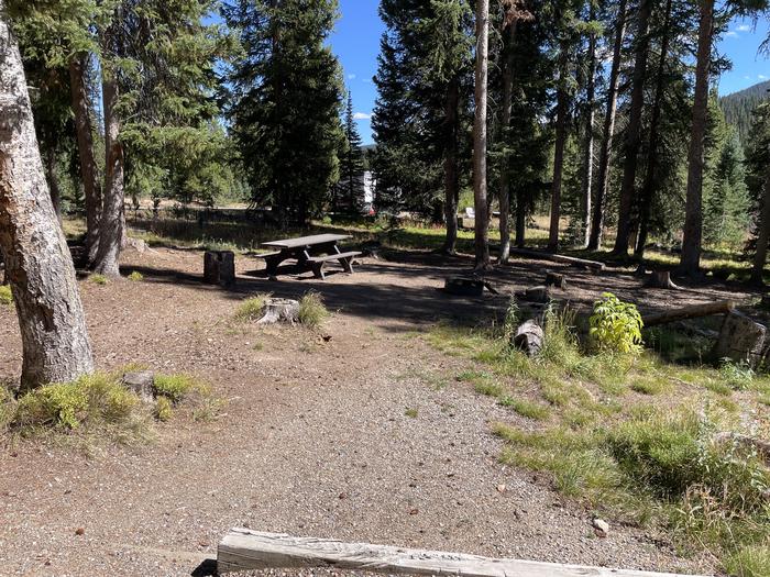 A photo of Site 14 of Loop West at Meadows Campground (CO) with Picnic Table, Fire Pit