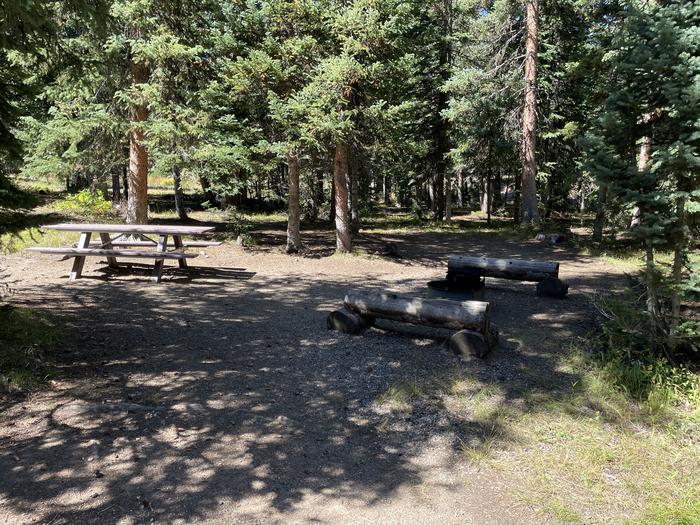 A photo of Site 16 of Loop East  at Meadows Campground (CO) with Picnic Table, Fire Pit, Shade