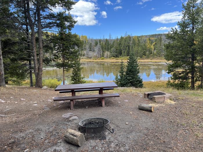 A photo of Site 2 of Loop LYMAN at Little Lyman Lake Campground with Picnic Table, Fire Pit, Waterfront