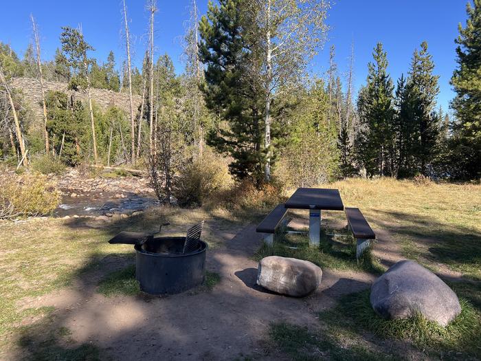 A photo of Site 7 of Loop EFBR at East Fork Bear River Campground (Uinta-Wasatch-Cache National Forest, UT) with Picnic Table, Fire Pit, Waterfront