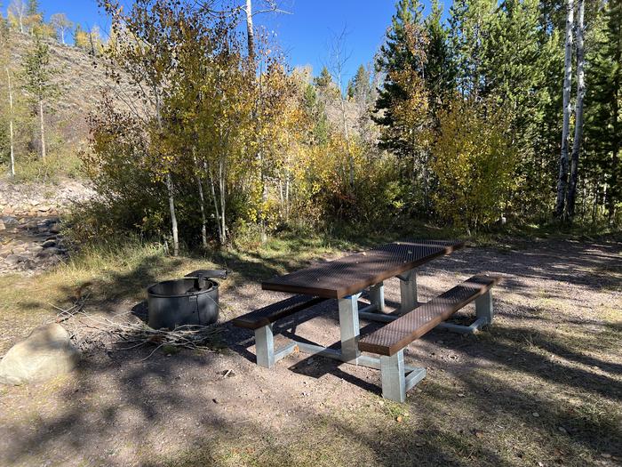 A photo of Site 1 of Loop BEAR at Bear River Campground (Uinta-Wasatch-Cache National Forest, UT) with Picnic Table, Fire Pit