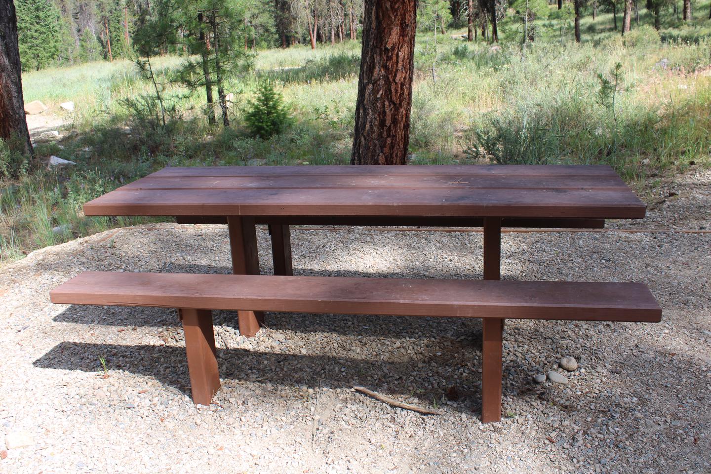 Site picnic table, partially shaded and in front of a treeSite picnic table