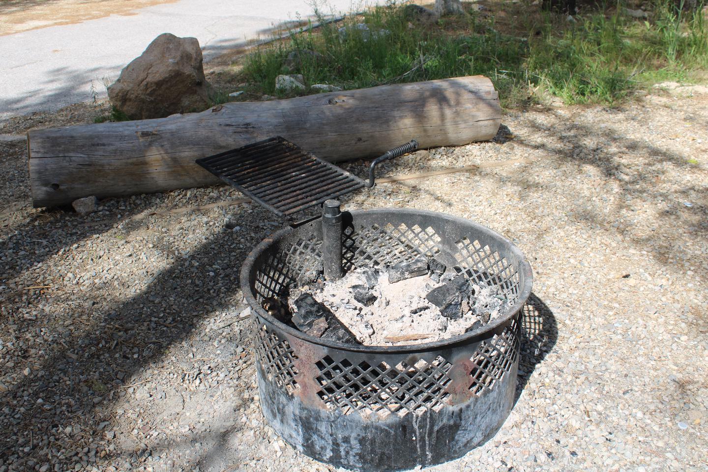 Site fire ring in front of a logSite fire ring