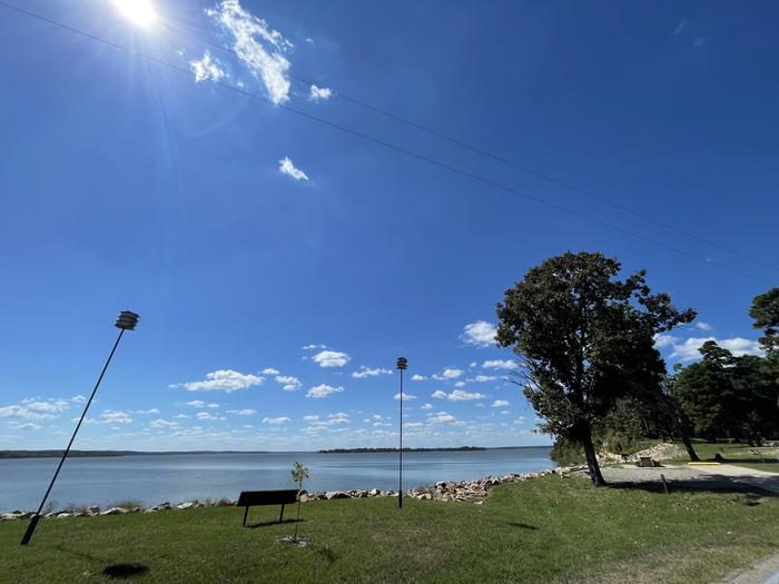 Campsite in Rocky Point Campground overlooking Wright Patman Lake.