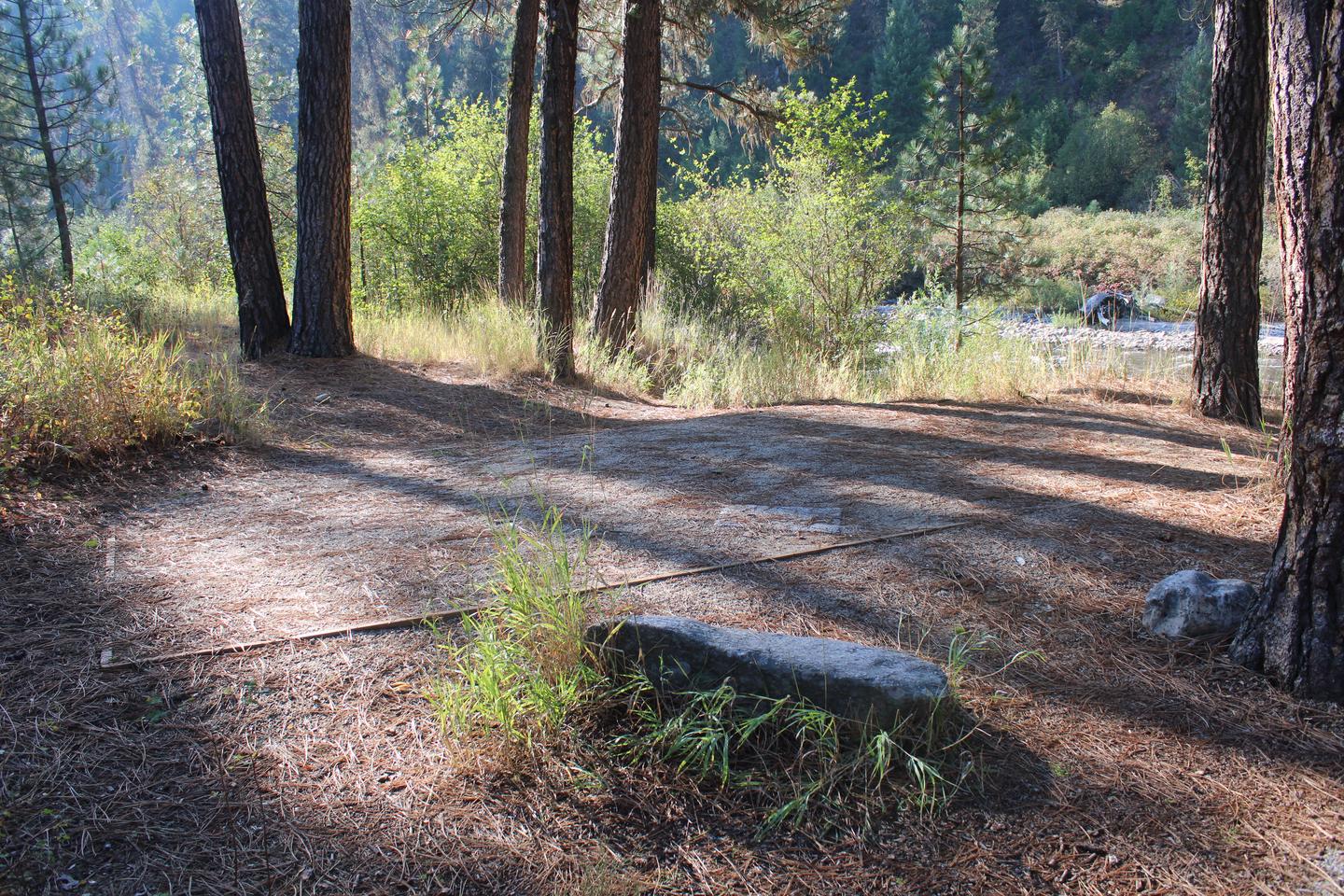 Site tent pad, partially shadedTent pad