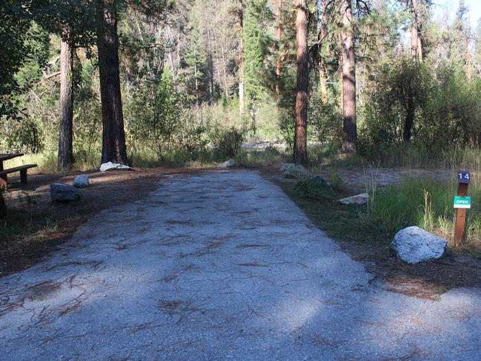 Site 14 trailer pad, in shadeSite 14 Trailer pad. Mountain View Campground, Boise National Forest