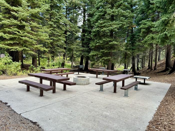 A photo of Site Group Site 1/2 of Loop TIMPOONEKE at TIMPOONEKE with Picnic Table, Fire Pit