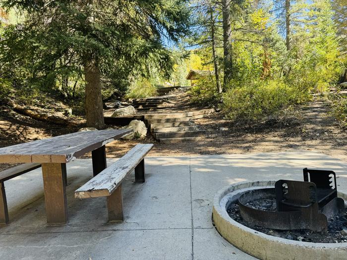 A photo of Site 062 of Loop SPIKE CAMP. Area B at GRANITE FLAT (UTAH)  with Picnic Table, Fire Pit, stairs 