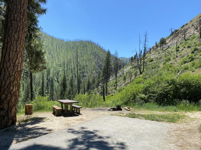 Site fire ring and picnic table.