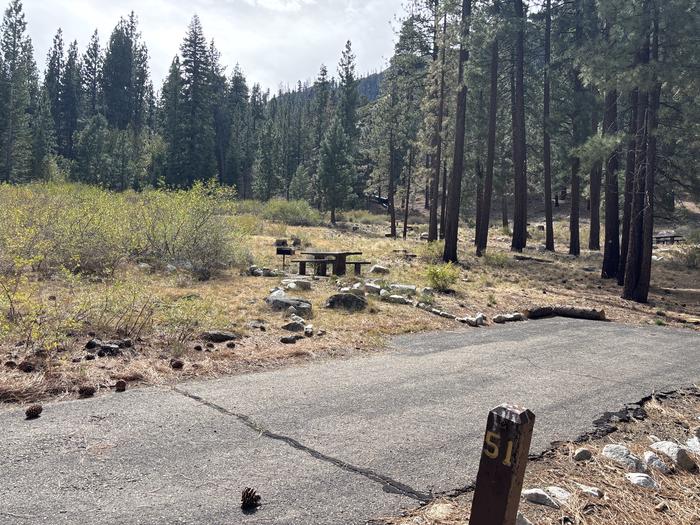 A photo of Site 51 of Loop  at Bootleg with Picnic Table, Fire Pit, Tent Pad