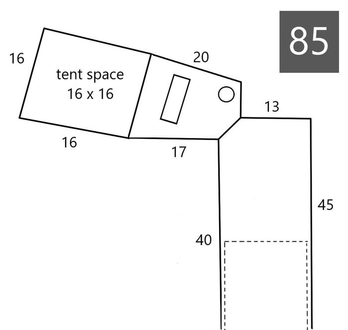 Diagram for site # 85Line drawing diagram of site 85 at DH Day Campground