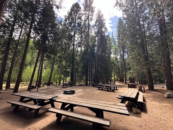 Picnic table area at Aspen Hollow Group SitePicnic table area