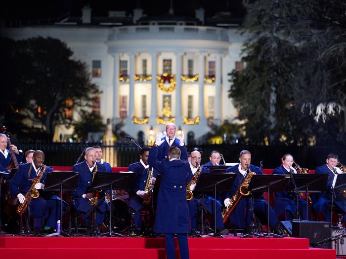 The United States Coast Guard’s Guardians Big Band performs at the 2023 National Christmas Tree Lighting Nov. 30, at The White House and President's ParkThe United States Coast Guards Guardians Big Band performs at the 2023 National Christmas Tree Lighting Nov. 30, at The White House and President's Park.