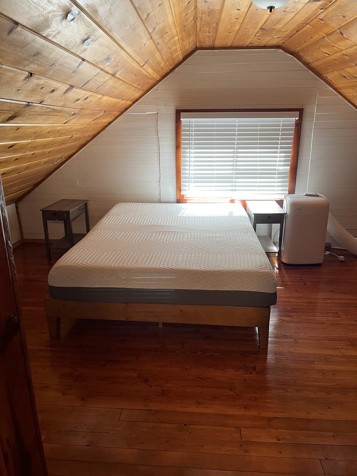 Main Bedroom on the second story of the cabin.Queen Mattress in the main bedroom of the cabin. 