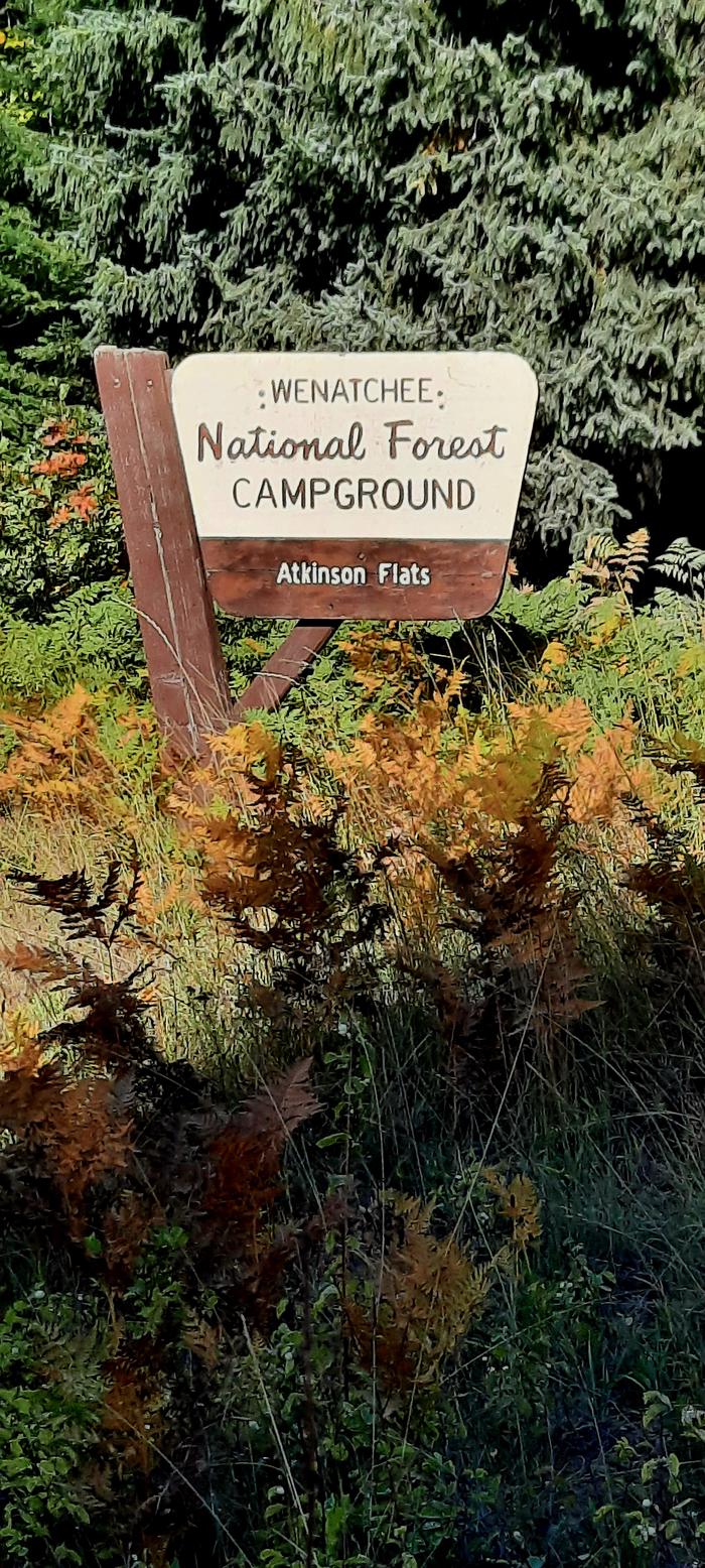 Entrance sign to Atkinson Flats CampgroundEntrance Sign