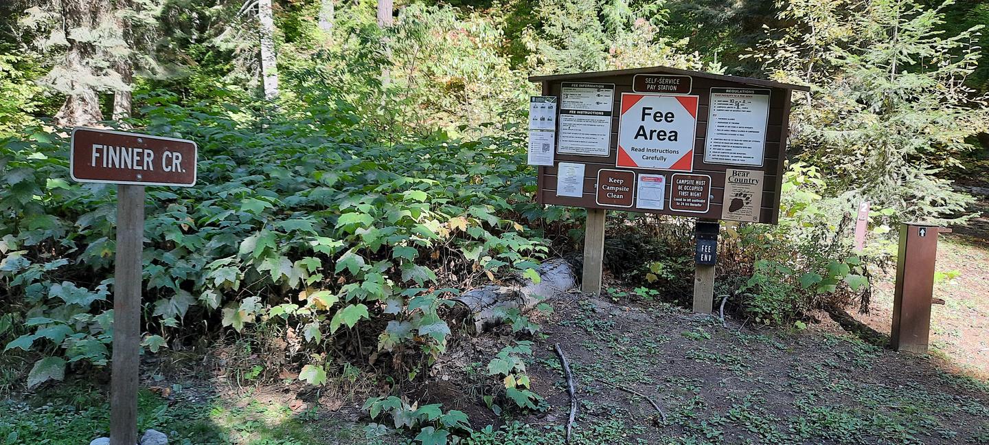 Finner Creek Campground Entrance StationEntrance Fee Board