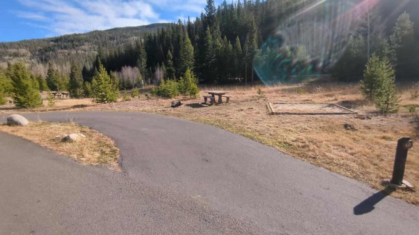 A photo of Site 60 of Loop C at Rocky Mountain National Park Timber Creek CampgroundSite 60 is a pull-through site.