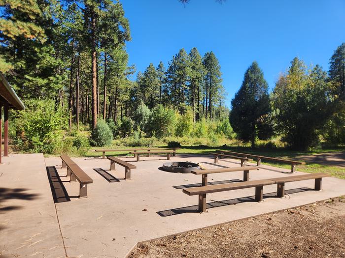 Firepit area with benches in site 3