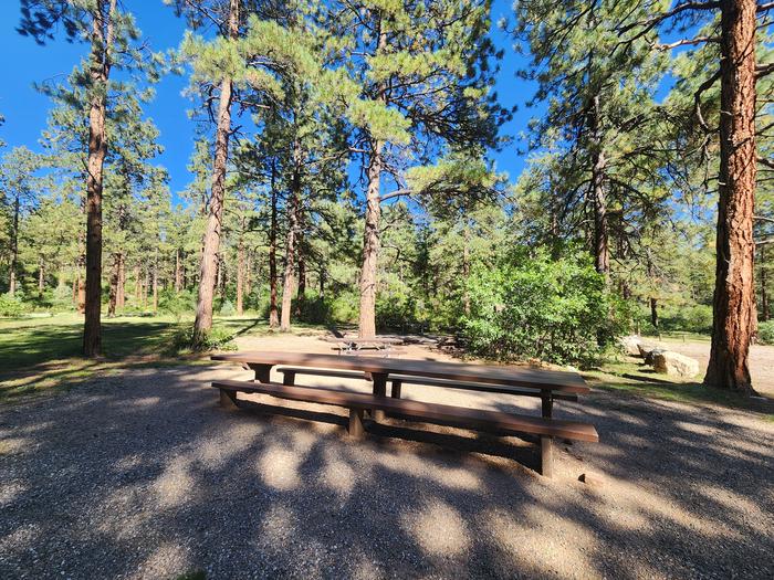 Site 1 features a double length picnic table, plus two additional tables