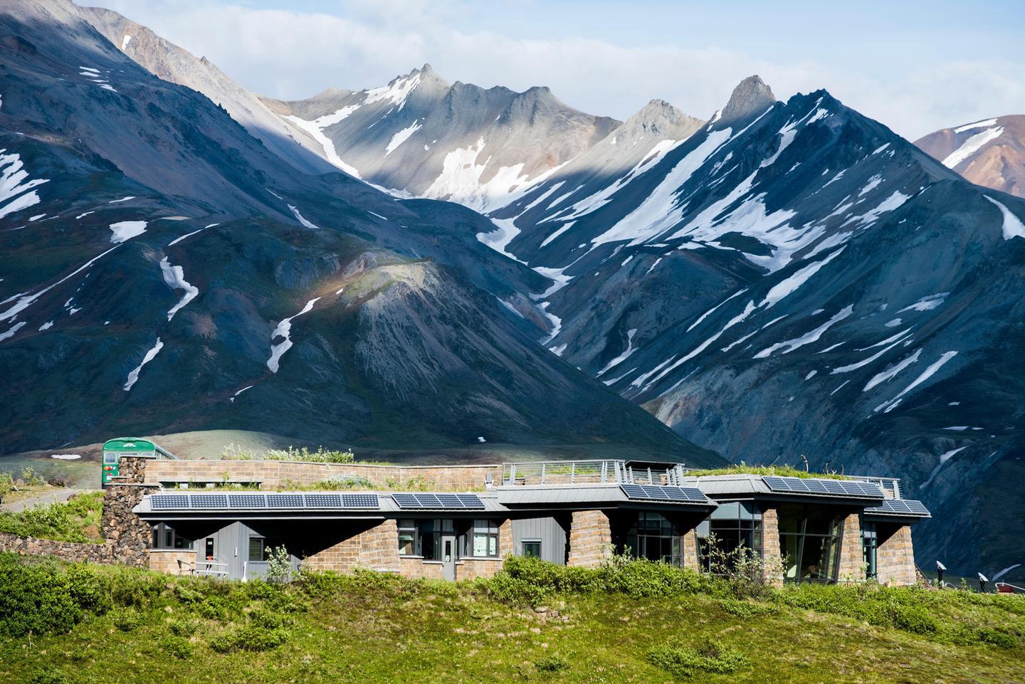 Eielson Visitor CenterEielson Visitor Center has a low profile, to avoid being an eyesore on an otherwise undeveloped landscape