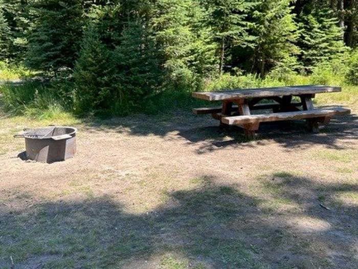 campsite picnic table and fire pitBull Prairie Lake site #1