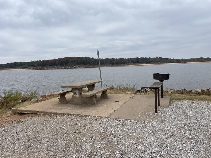 A photo of Site 10 of Loop Appalachia Bay at Appalachia Bay Recreation Area with Boat Ramp, Picnic Table, Electricity Hookup, Fire Pit, Waterfront, Lantern Pole, Water Hookup