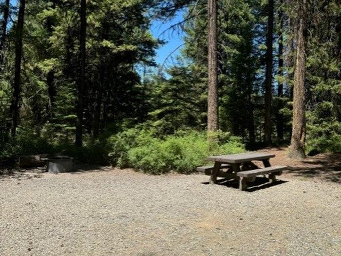 campsite picnic table and fire ringBull Prairie Lake Campground site #18