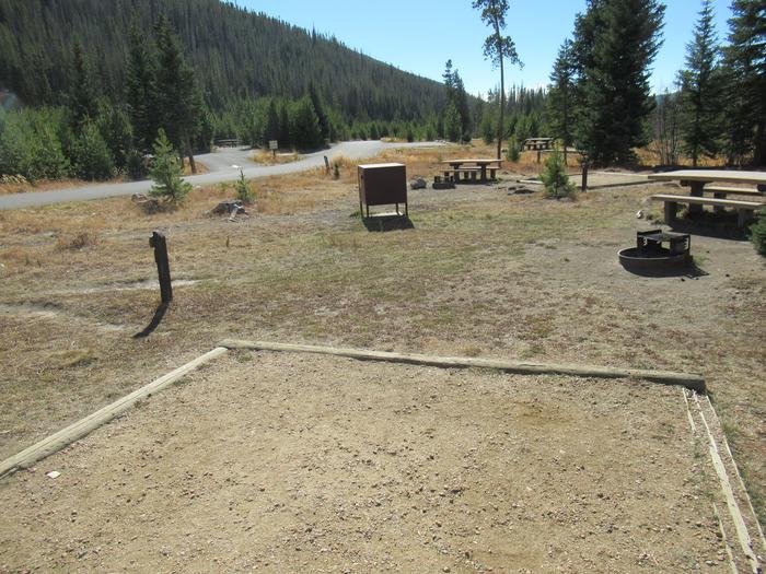 A photo of Site 51 of Loop B at Rocky Mountain National Park Timber Creek Campground. Site #52 can be seen in the distance.