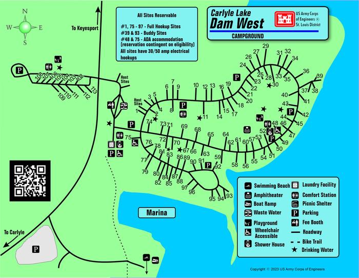 Dam West Campground MapMap of Dam West Campground layout.