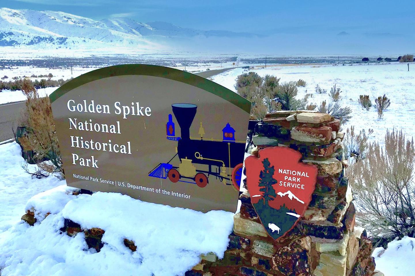 Golden Spike Park Entrance SignWinter View of Golden Spike Entrance Sign