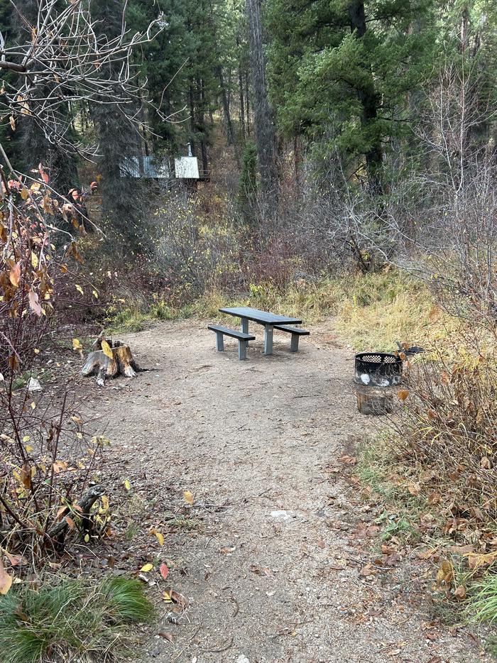 Campsite with picnic table and fire ringTen Mile Site 12